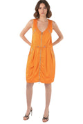 Orange V Neck Knee Length Dress 1