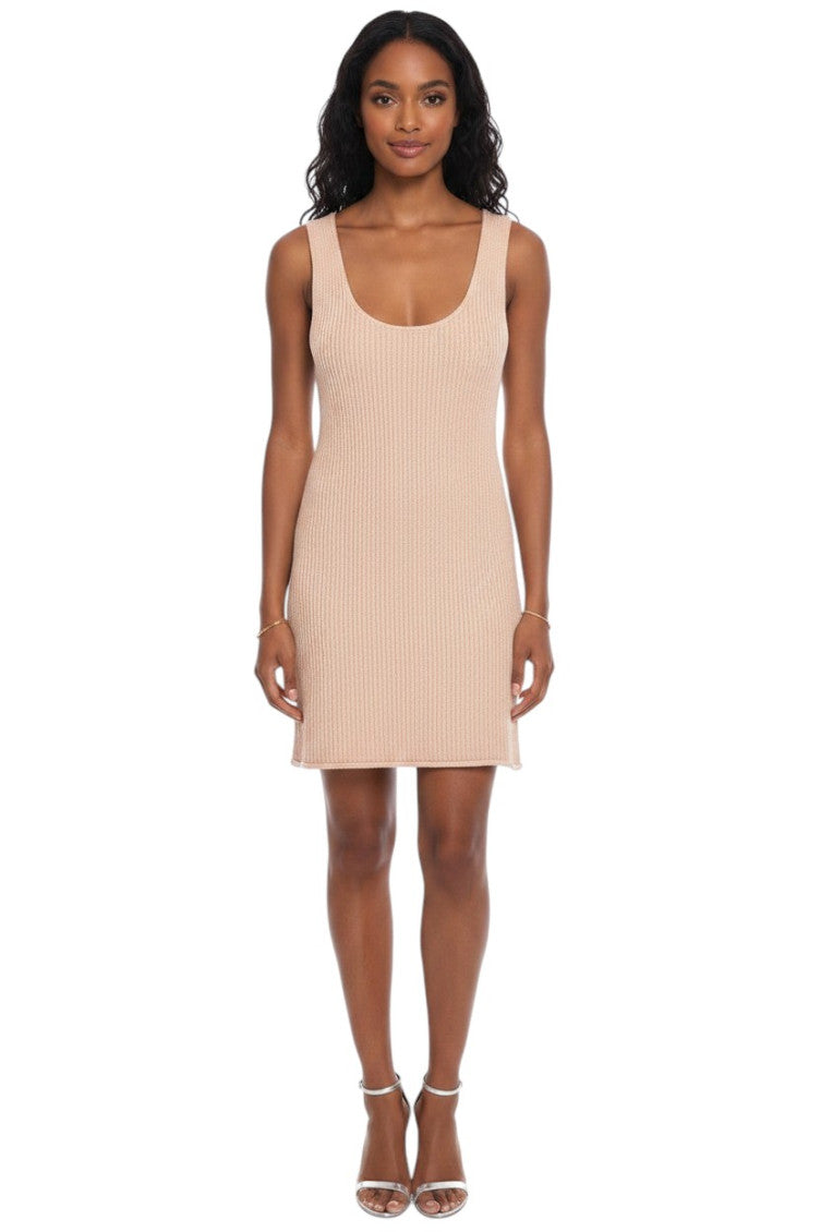 Light Pink Knitted Scoop Neck Dress 1