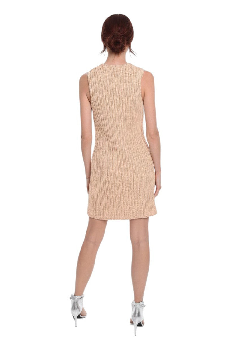 Light Pink Knitted Scoop Neck Dress 2