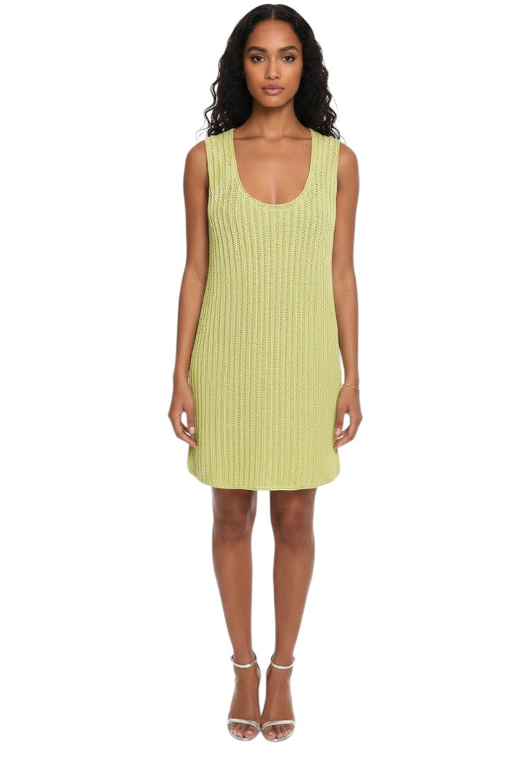 Green Knitted Scoop Neck Dress 1