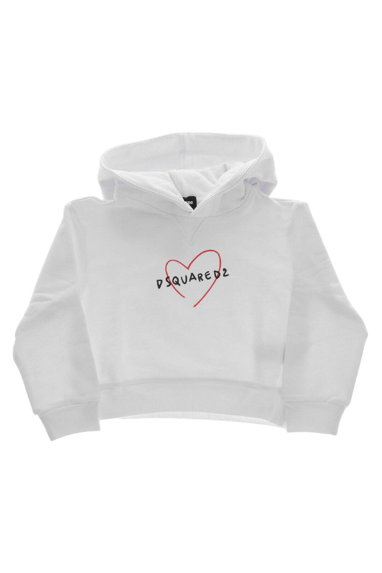 Girls White Graphic Hoodie 1