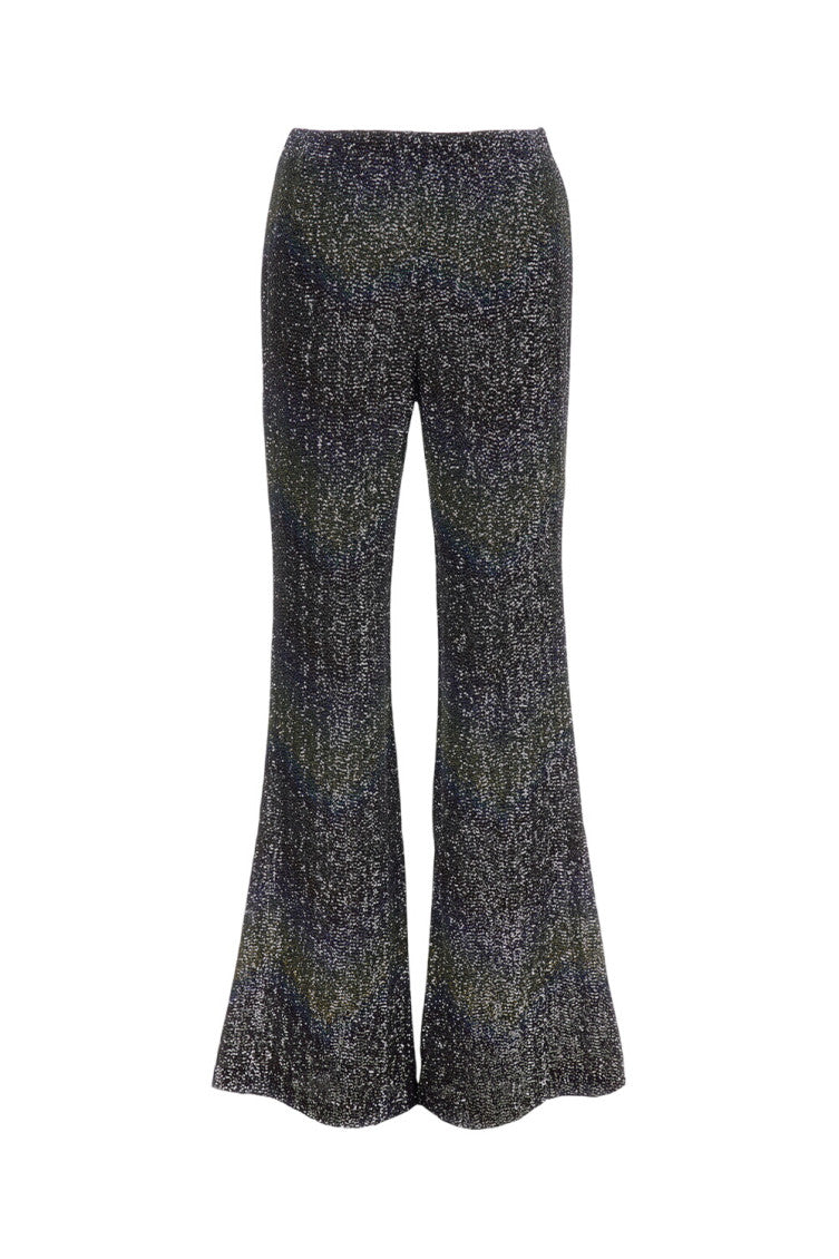 Black Flared Flat Front Pants 1