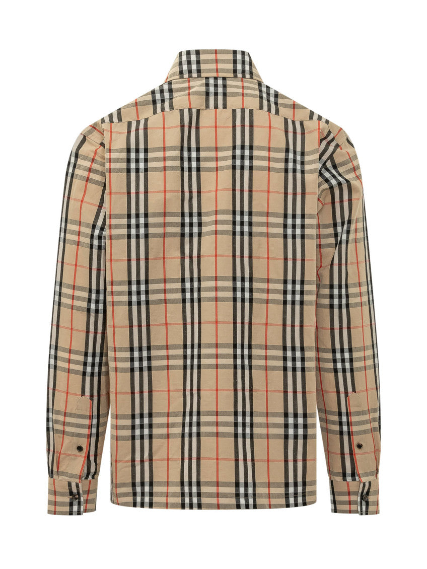 Beige Regular Check Overshirt 2