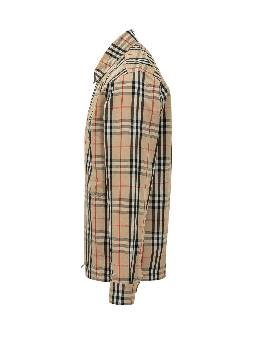 Beige Regular Check Overshirt 3