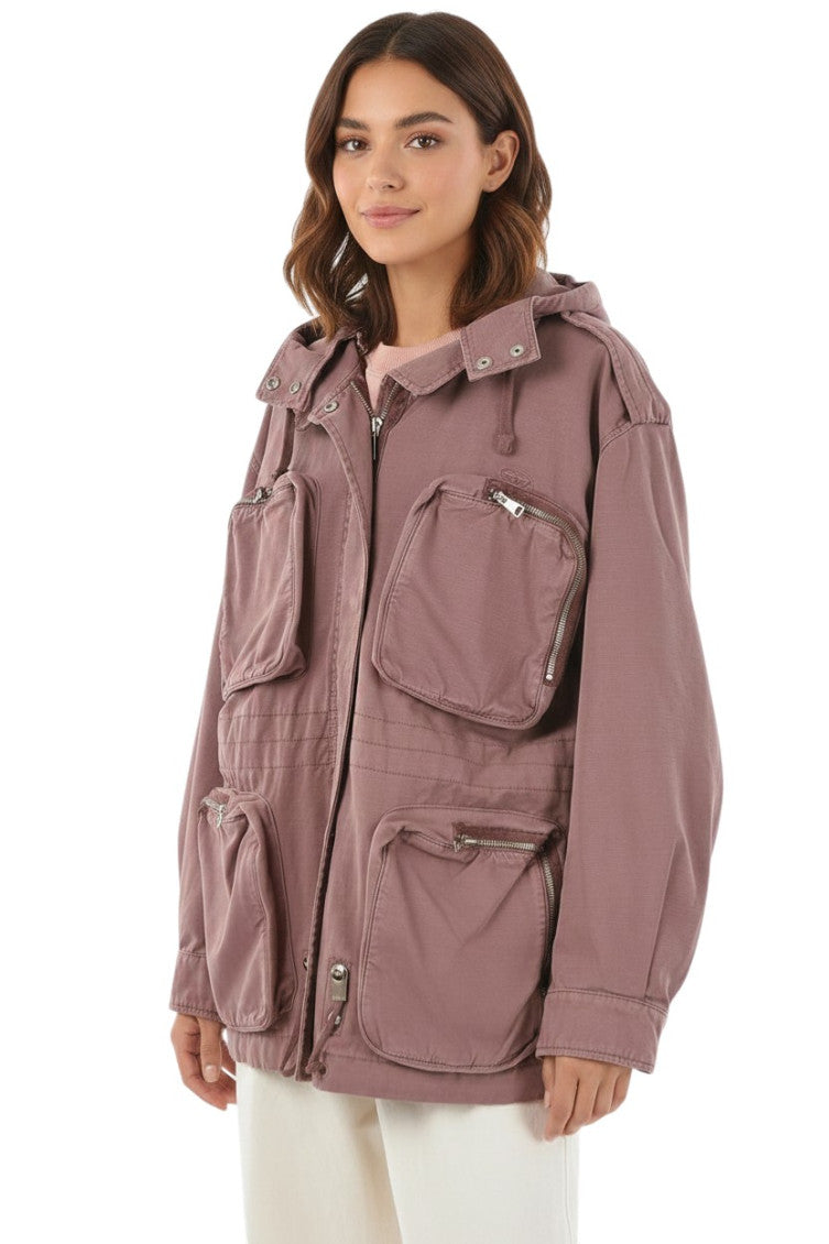 Purple Solid Hood Jacket 1