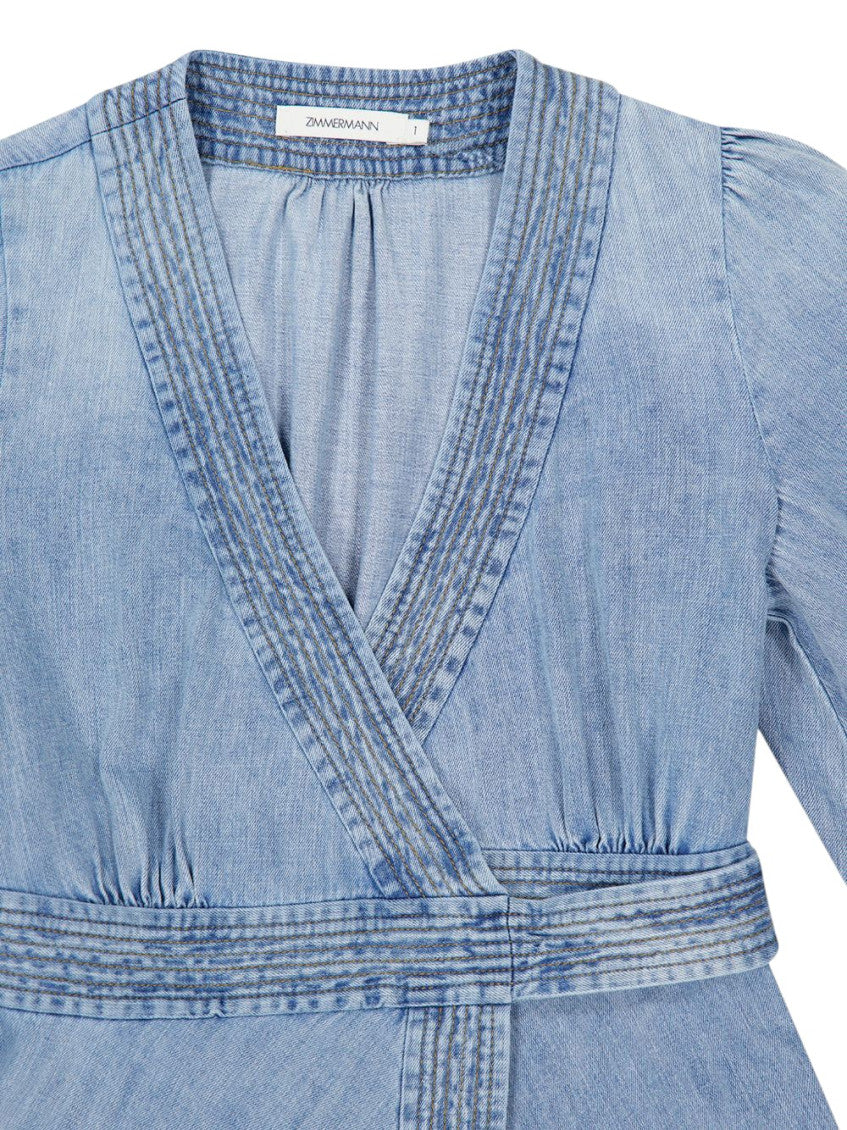 Blue Solid V Neck Maxi Dress 4