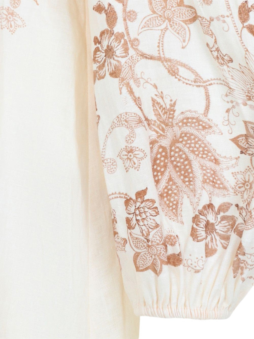 Beige Printed V Neck Maxi Dress 3