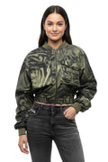 Green Printed Mandarin Collar Jacket 1