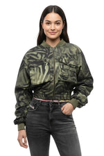 Green Printed Mandarin Collar Jacket 1