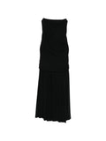 Black Pleated Strapless Maxi Dress 1