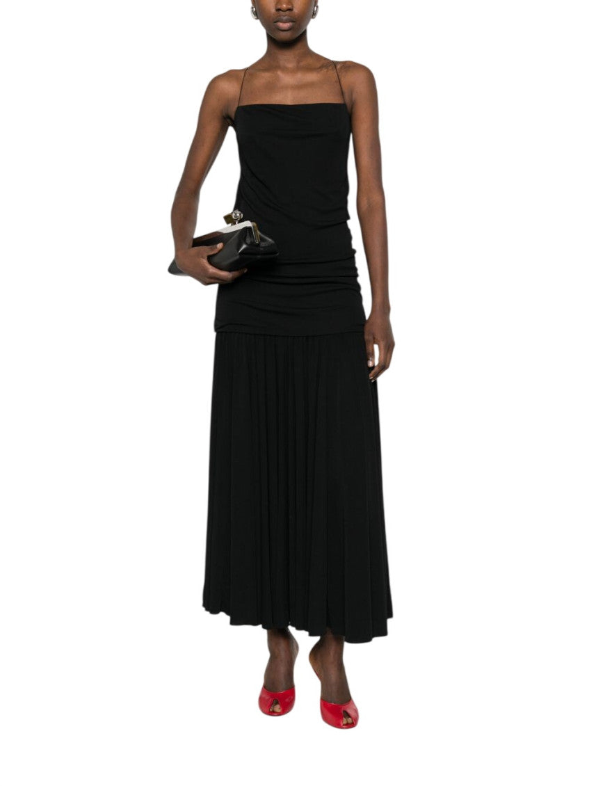 Black Pleated Strapless Maxi Dress 2