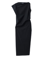 Black Solid Boat Neck Midi Dress 1