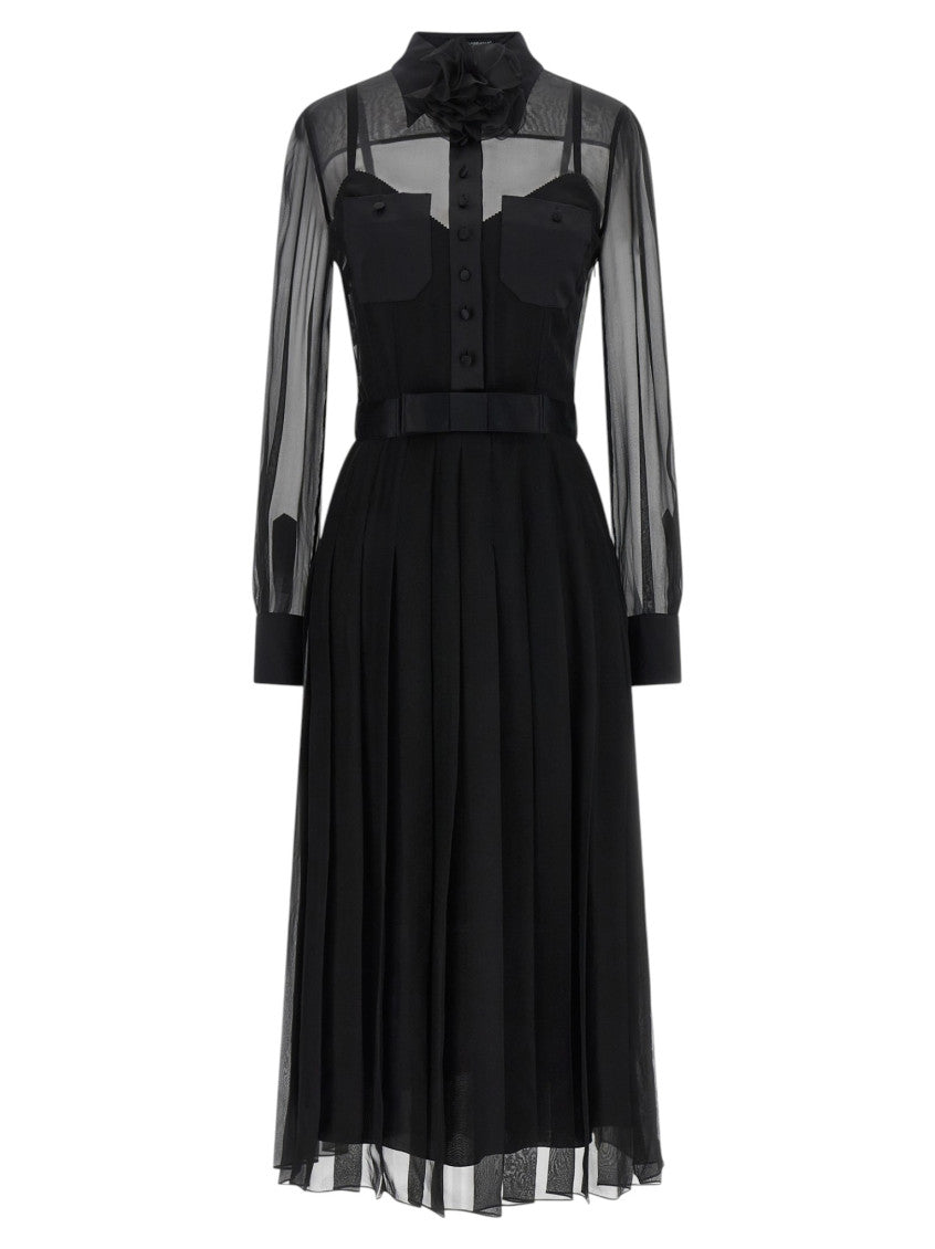 Black Shirt Collar Midi Dress 1