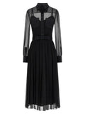 Black Shirt Collar Midi Dress 1