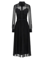 Black Shirt Collar Midi Dress 1