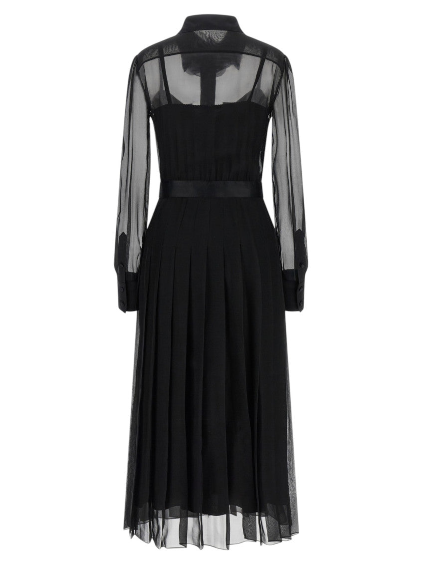 Black Shirt Collar Midi Dress 2