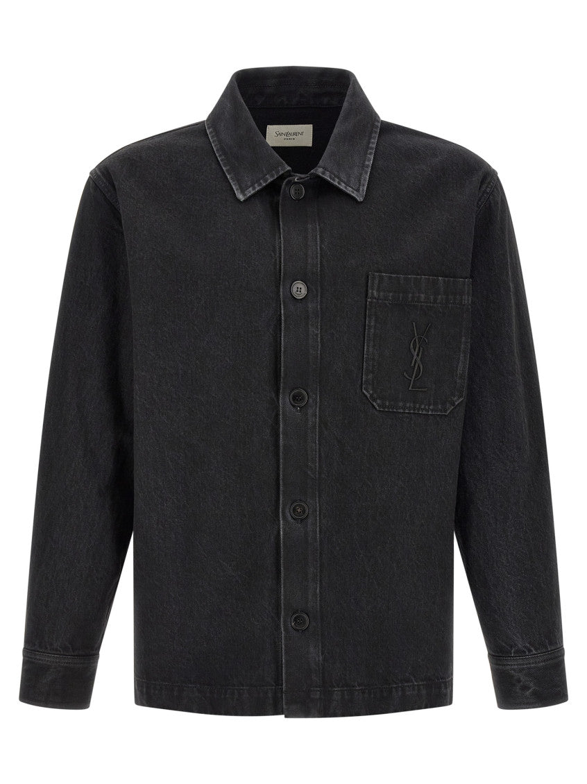 Black Logo Relaxed Overshirt 1