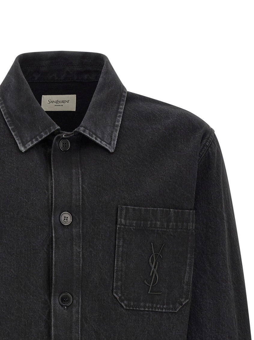 Black Logo Relaxed Overshirt 3