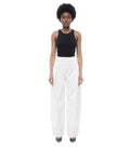 White Loose Pleated Pants 1