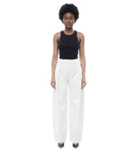 White Loose Pleated Pants 1