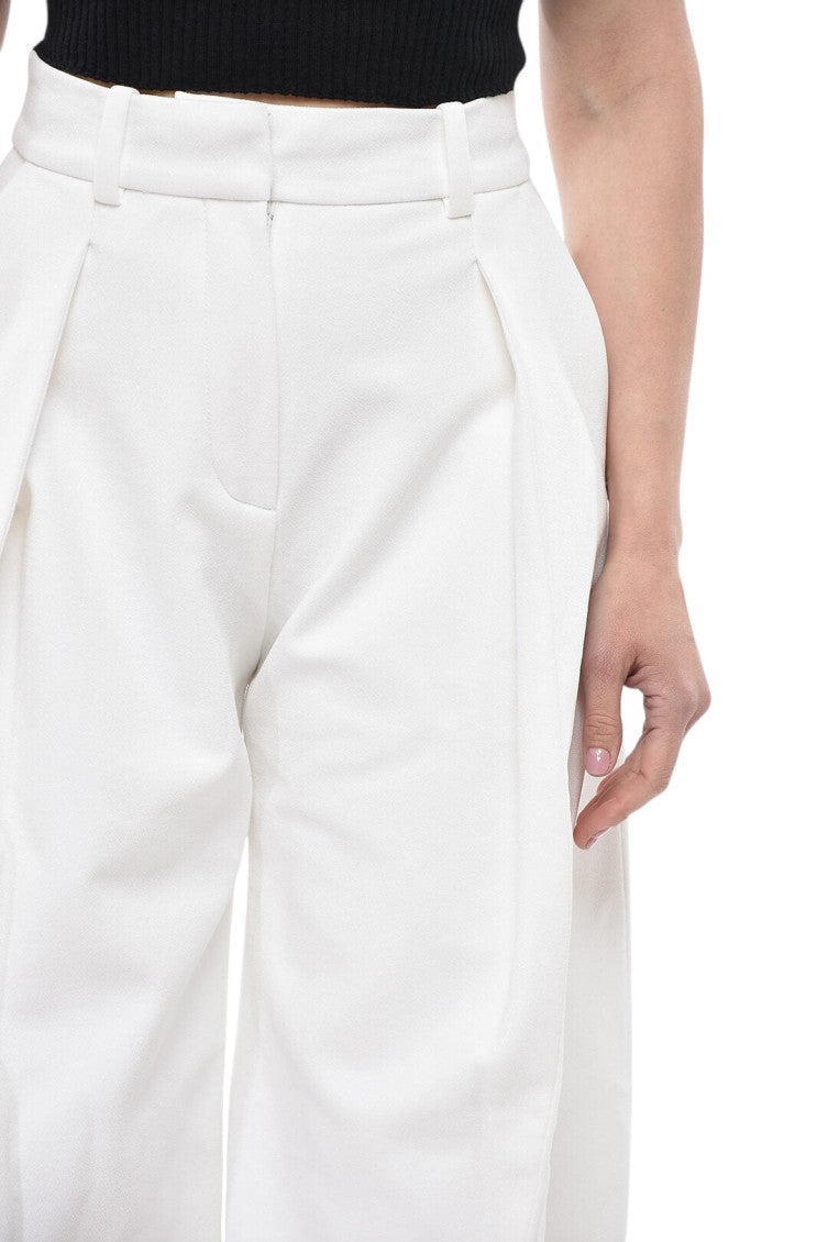 White Loose Pleated Pants 3