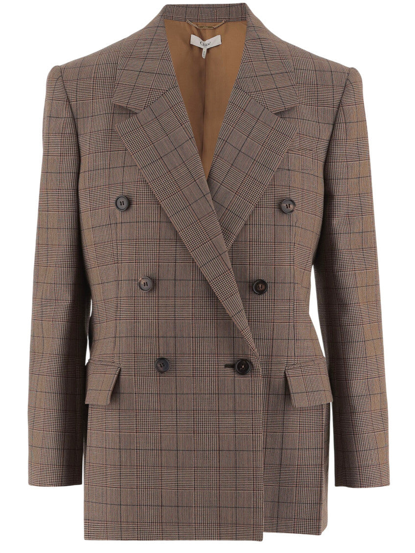 Brown Plaid Notched Lapel Blazer 1