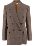 Brown Plaid Notched Lapel Blazer 1