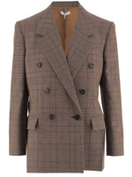 Brown Plaid Notched Lapel Blazer 1