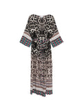 Multicolor Animal Print V Neck Maxi Dress 1