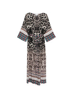 Multicolor Animal Print V Neck Maxi Dress 1