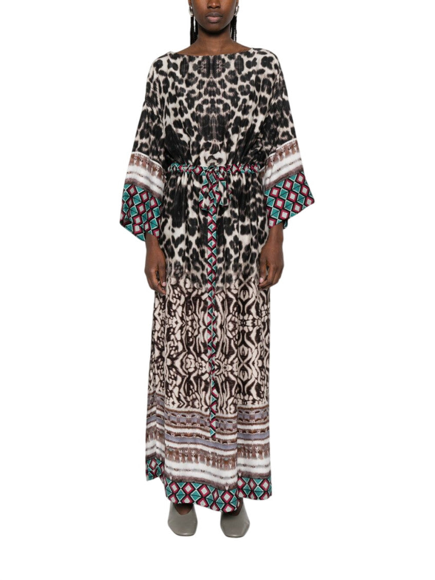 Multicolor Animal Print V Neck Maxi Dress 2