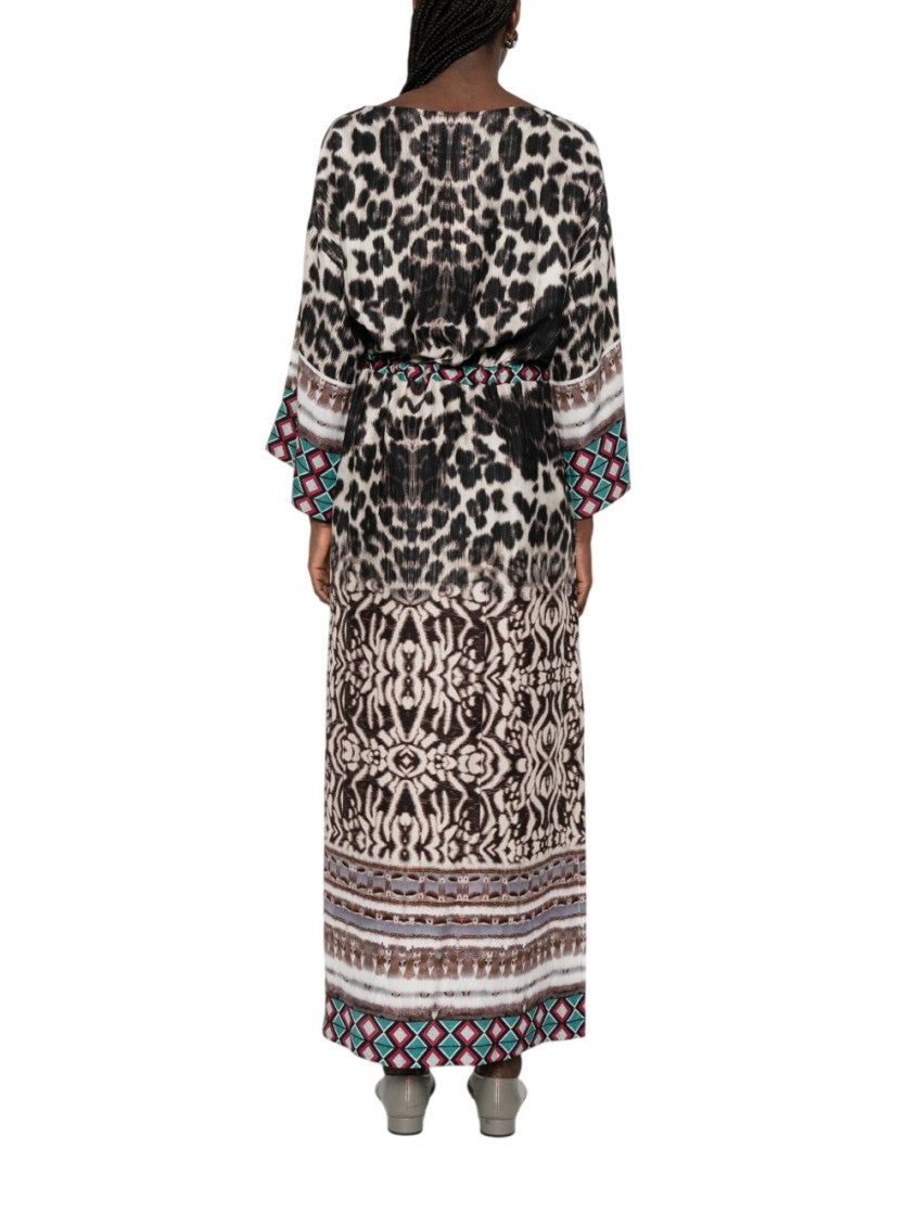 Multicolor Animal Print V Neck Maxi Dress 3