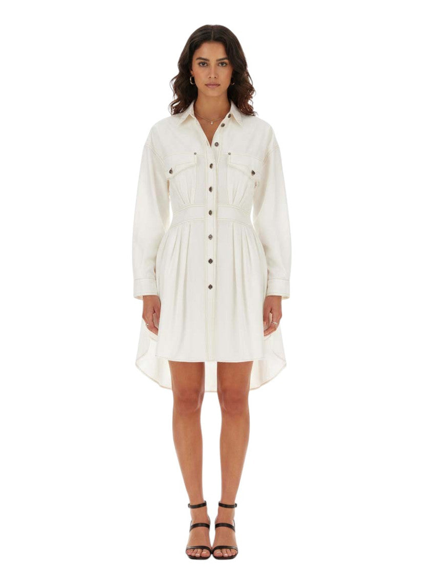 White Shirt Collar Mini Dress 3