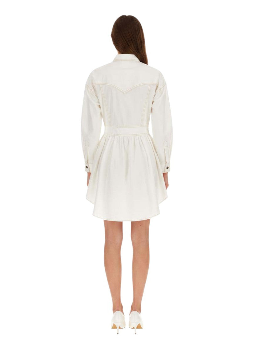 White Shirt Collar Mini Dress 4