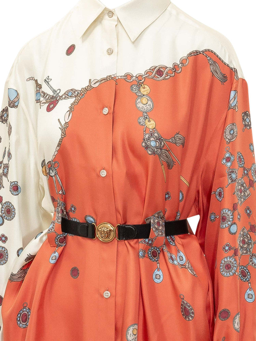 Multicolor Printed Shirt Collar Mini Dress 4