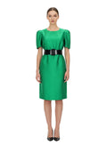 Green Round Neck Knee Length Dress 1