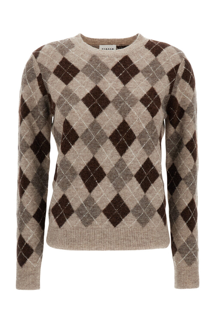 Multi Color Argyle Crew Neck Sweater 1