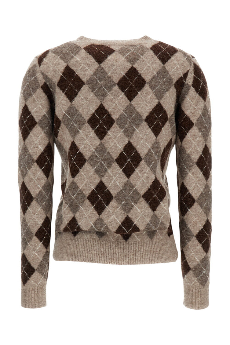 Multi Color Argyle Crew Neck Sweater 2