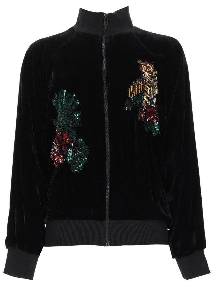 Black Embellished Mock Collar Jacket 1