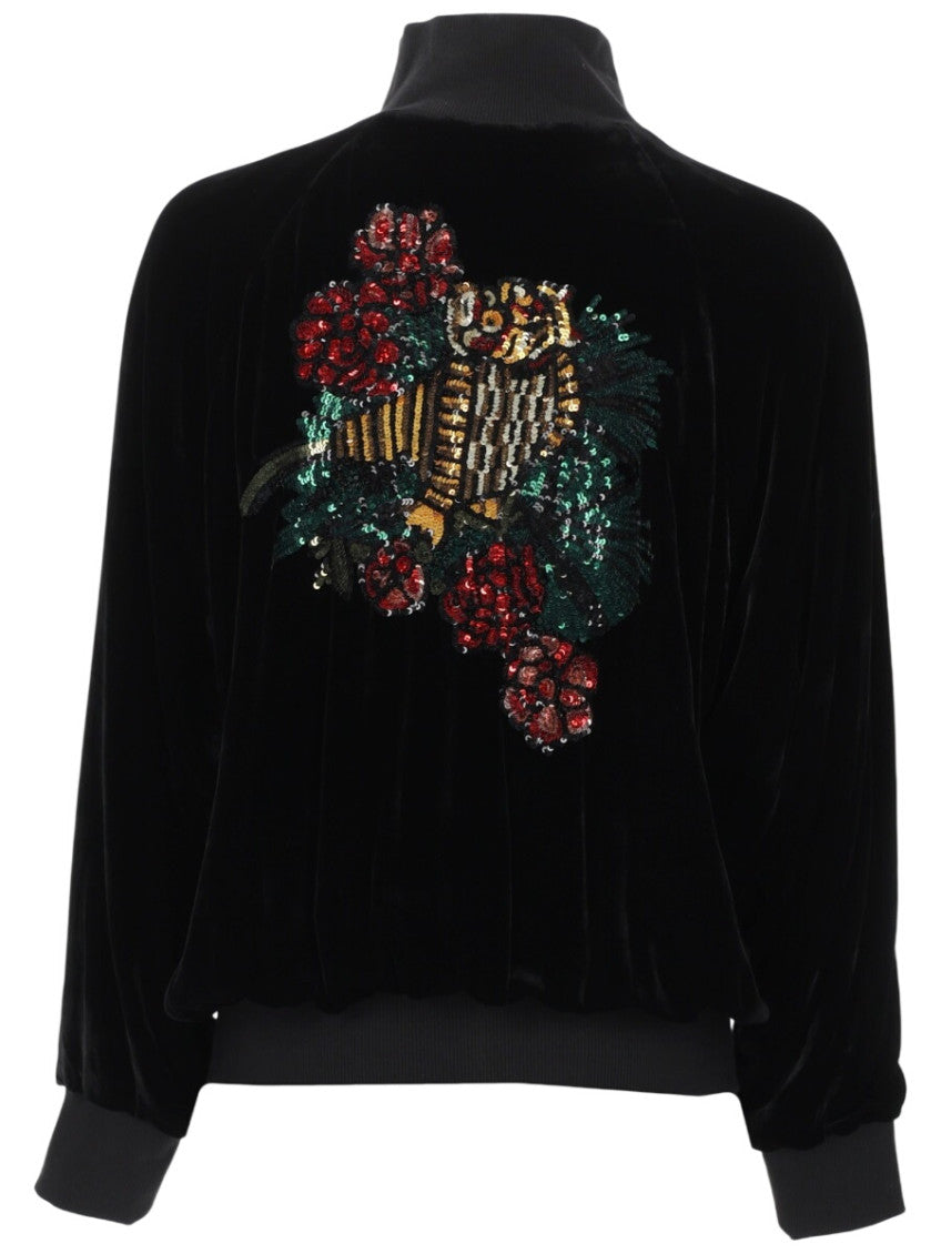 Black Embellished Mock Collar Jacket 2