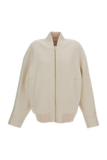Off White Solid Mock Collar Jacket 1