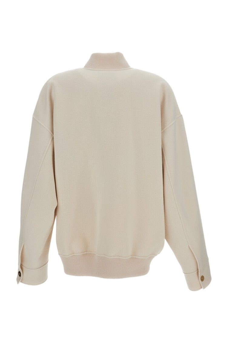Off White Solid Mock Collar Jacket 2