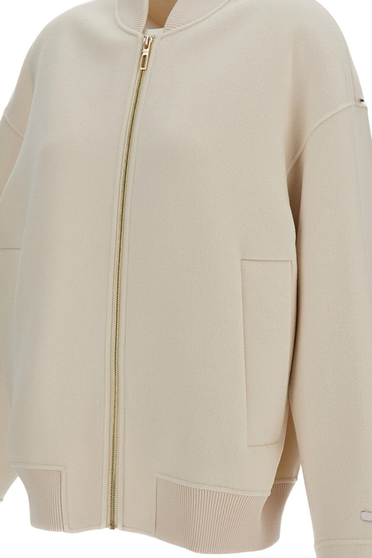 Off White Solid Mock Collar Jacket 3
