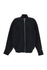 Black Solid Mock Collar Jacket 1