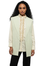 Green Solid Shawl lapel Blazer 1