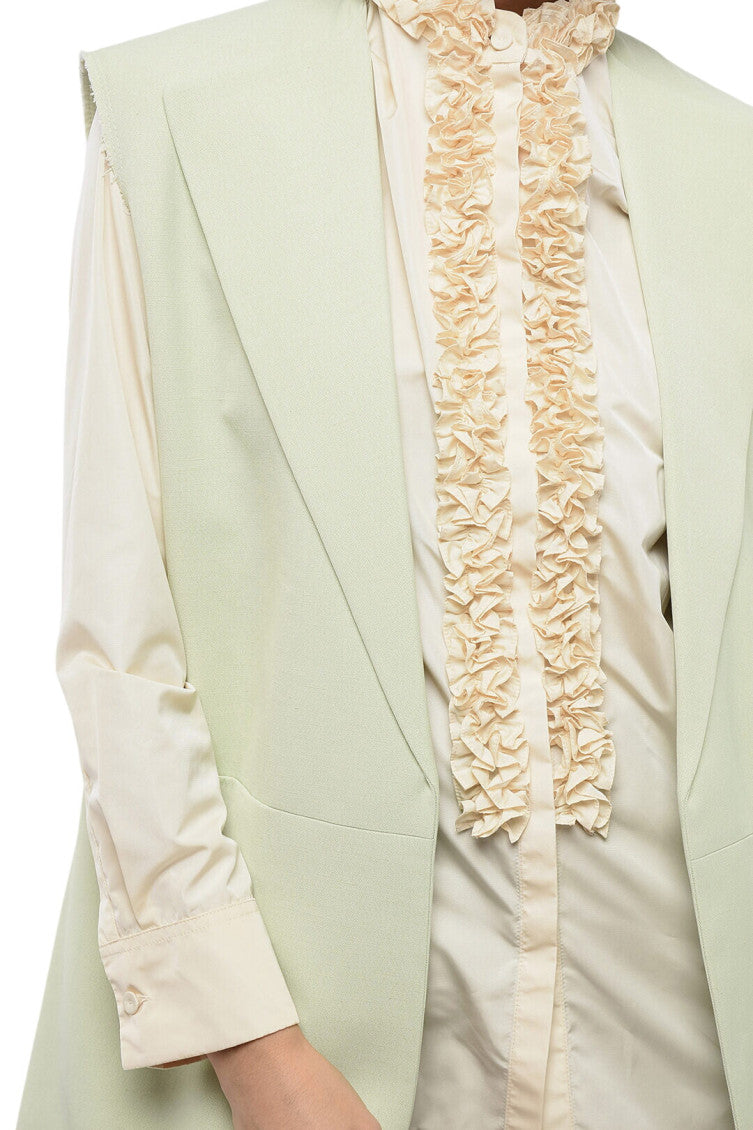Green Solid Shawl lapel Blazer 3
