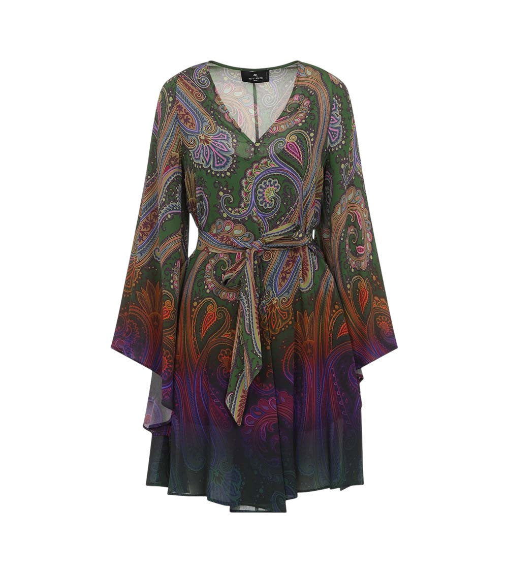 Multicolor Paisley V Neck Mini Dress 1