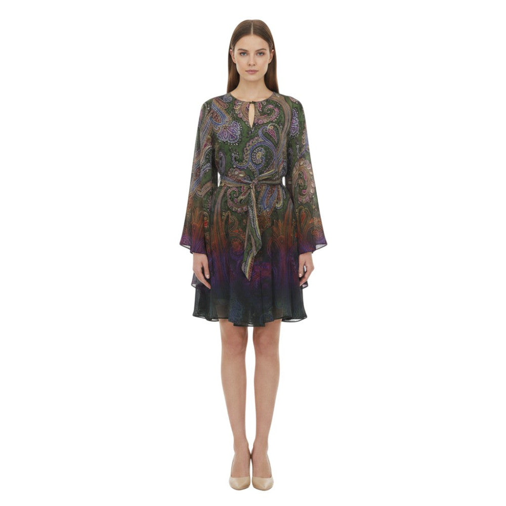 Multicolor Paisley V Neck Mini Dress 3