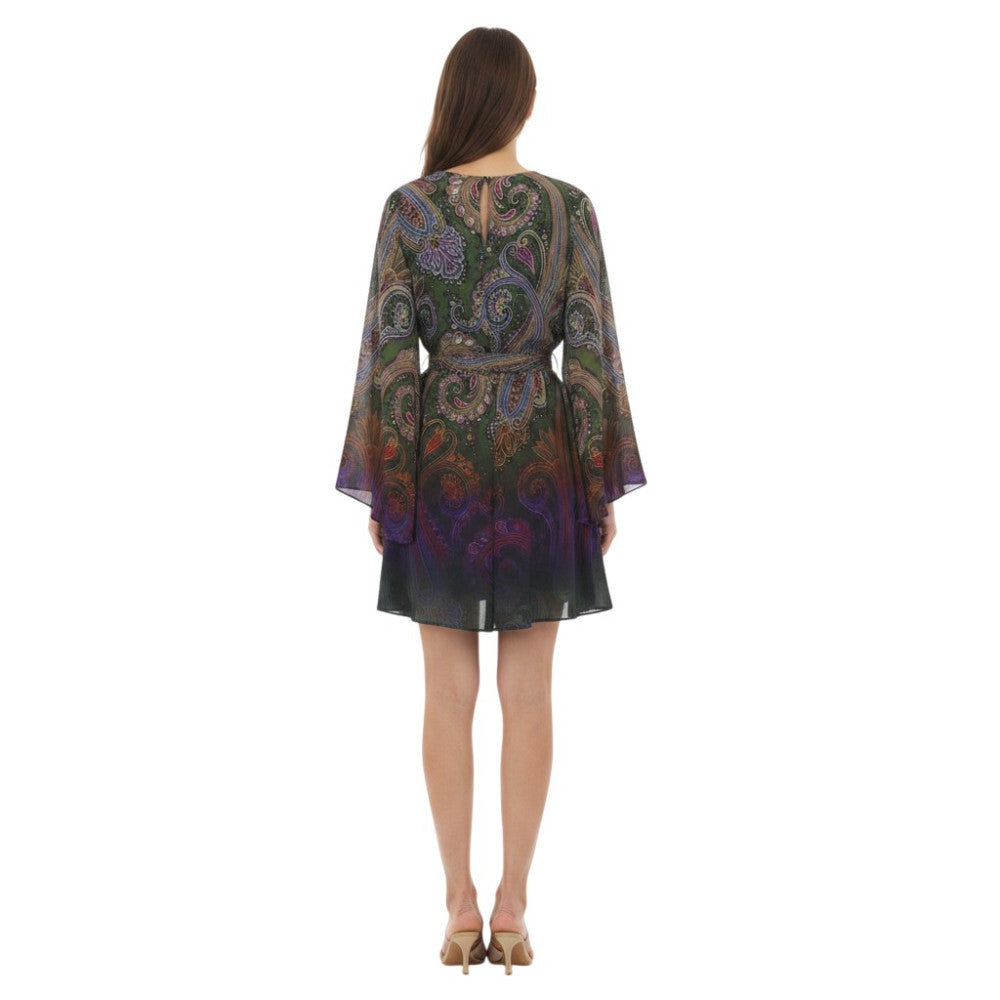 Multicolor Paisley V Neck Mini Dress 4