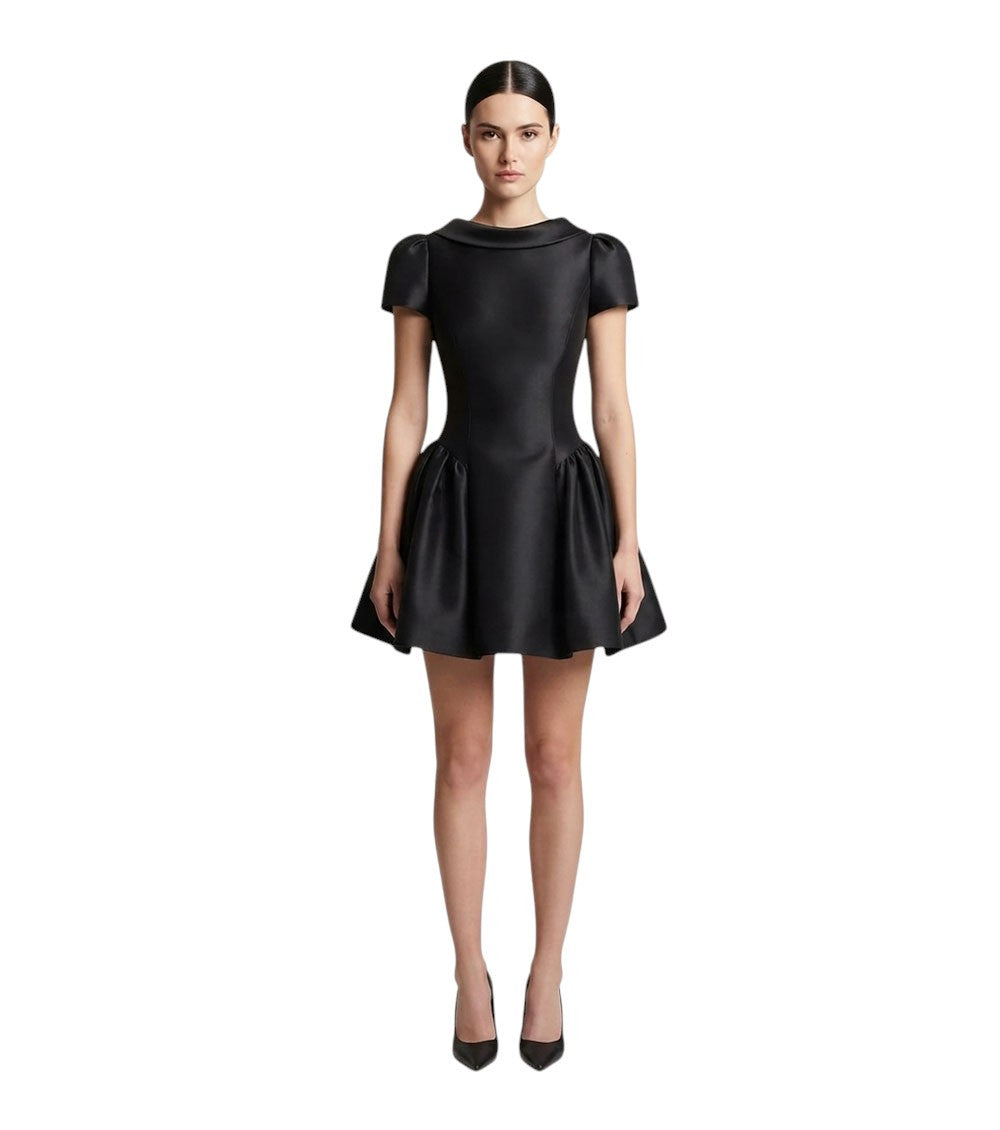 Black Boat Neck Mini Dress 1